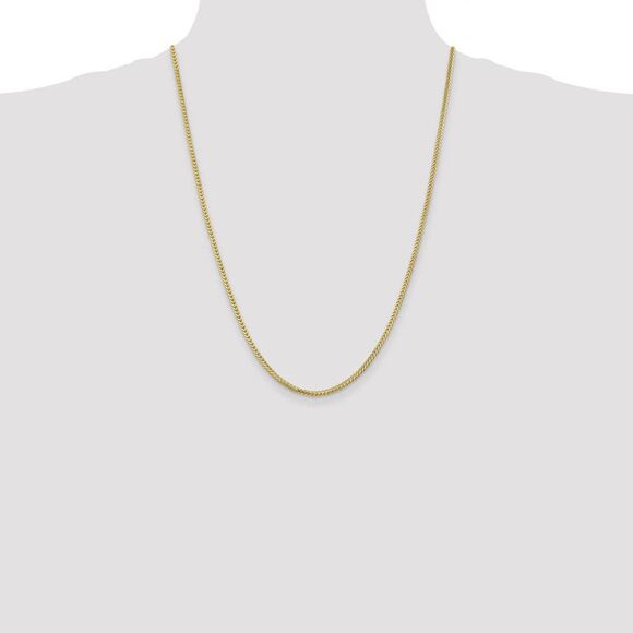 2mm 10k Yellow Gold Solid Franco Chain Necklace, 24 Inch - Picture 2 of 8